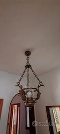 lampadario ferro battuto anticato