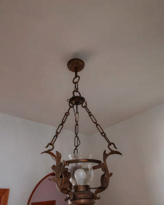 lampadario ferro battuto anticato
