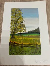 Oil pastel-"Paesaggio di campagna"