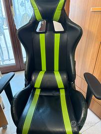 Sedia gaming verde ergonomica