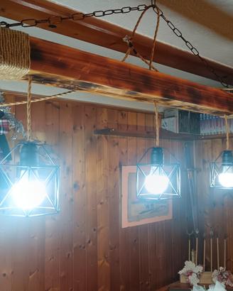 lampadario in legno