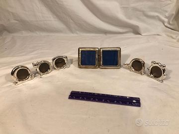 Lotto 7 Mini Cornici Portafoto Vintage Metallo