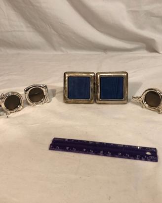 Lotto 7 Mini Cornici Portafoto Vintage Metallo