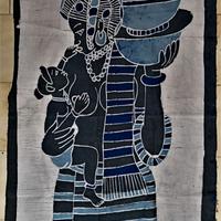 TELO DIPINTO TECNICA BATIK ORIGINALE AFRICA