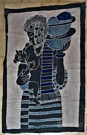 TELO DIPINTO TECNICA BATIK ORIGINALE AFRICA