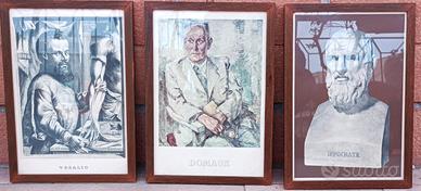 Tris di quadri quadretti vintage vetro e cornice 