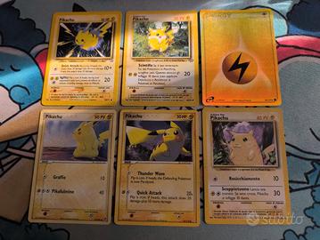 carte Pokemon Pikachu vintage + energia holo