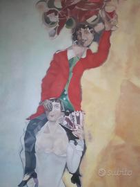 quadro: omaggio a Chagall doppio ritratto con bicc