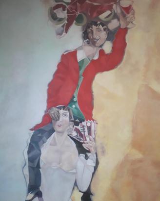 quadro: omaggio a Chagall doppio ritratto con bicc