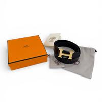 Cintura Hermès nera fibbia H oro 38 mm