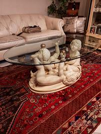 Tavolino da salotto 140×85 H50 con piano in vetro 