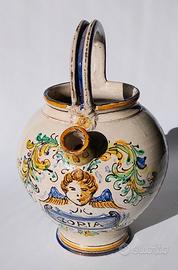 Brocca antica  in ceramica smaltata  Caltagirone