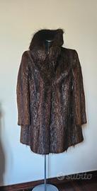 Cappotto di pelliccia di castoro marrone taglia L