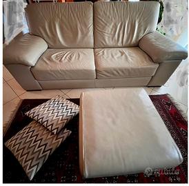 Divano Poltrone Sofa in pelle beige
