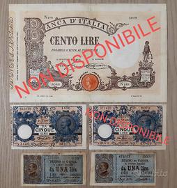 Lotto 3 banconote del Regno d'Italia.