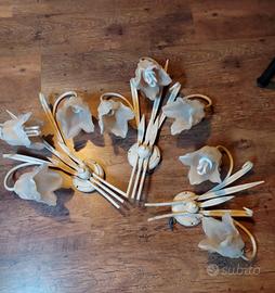 Applique,  3 lampade da parete in vetro e ferro 