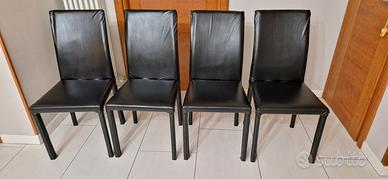 4 sedie in ecopelle con struttura in acciaio