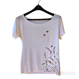 Maglietta Bianca Donna S – Dipinta A Mano