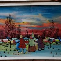 quadro Naif pittore slavo "tramonto"