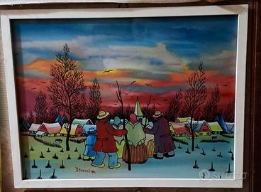quadro Naif pittore slavo "tramonto"