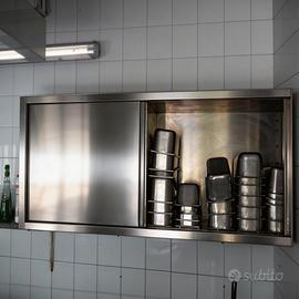 Armadio pensile professionale, 2 ante acciaio inox