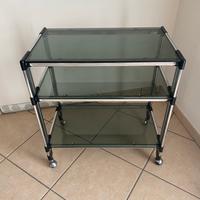 Porta TV in vetro e metallo con ruote