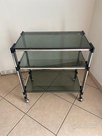 Porta TV in vetro e metallo con ruote