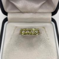 Anello 9 Carati con peridoto e diamanti 7.5 - P