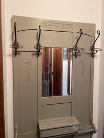 Attaccapanni in legno con specchio - shabby chic