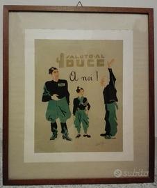Quadro originale ventenio SALUTO AL DUCE - A noi!
