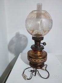 Lampada da Tavolo Vintage Stile Petrolio in Legno