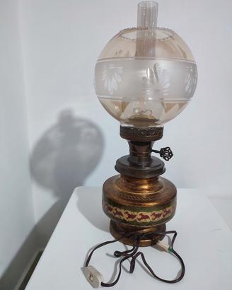 Lampada da Tavolo Vintage Stile Petrolio in Legno