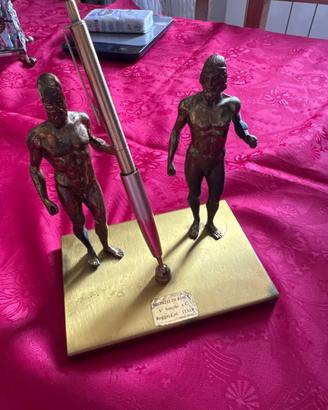 Set da scrivania vintage bronze di riace co porta