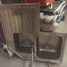 lavello ad angolo,acquastop,sifone triplo, 83cmX84