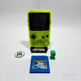 Game Boy Color Lime Fluo Trasparente + Pokémon Blu