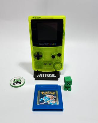 Game Boy Color Lime Fluo Trasparente + Pokémon Blu