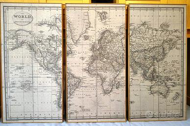 Quadro Trittico mappa mondo Mercator's Projection