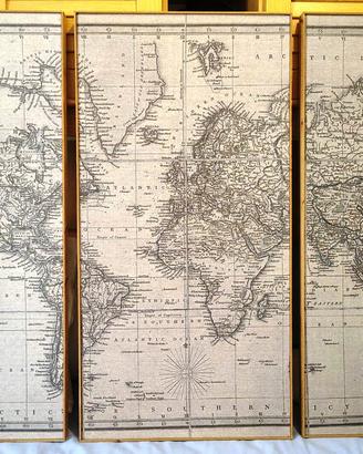 Quadro Trittico mappa mondo Mercator's Projection