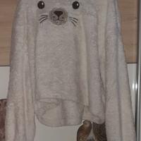 Felpa con capuccio design viso Kawaii orsetto foca