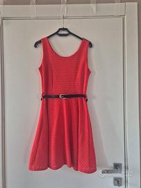 Vestito corallo con cintura