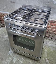 Cucina GAS REX Inox 4 Fuochi e Forno Professionale