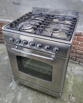 Cucina GAS REX Inox 4 Fuochi e Forno Professionale
