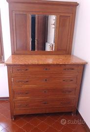 Cassettone con specchio e marmo rosa inizio '900