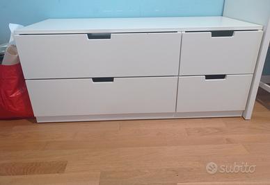 Cassettiera Nordli bianca 4 cassetti 