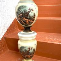 Lampada Lume Antico 1800 In Vetro Opalino