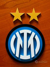 Logo Inter due stelle. Diam 25 cm legno laccato