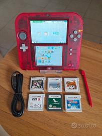 Nintendo 2DS rosso trasparente + giochi 