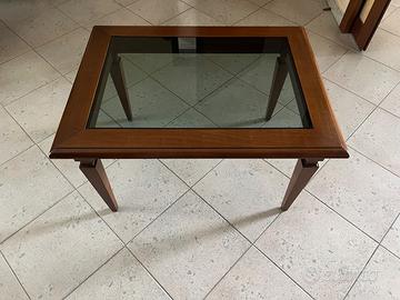 Tavolino in legno e cristallo