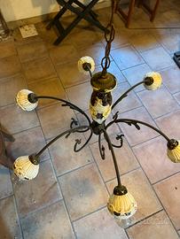 Lampadario antico liberty in porcellana