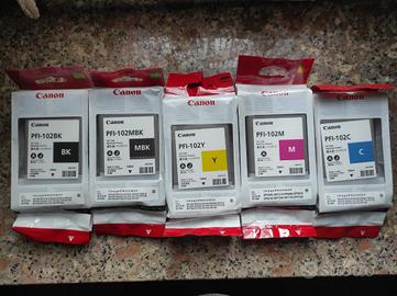 Cartucce PFI102BK-PFI12MBK-PFI102C-PFI102M-PFI102Y